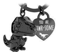 LANOLU Dinosaur Mini-Rex Keychain, Lucky Charm Keychain for Partner and Best Friend, Metal Couple Gift for Friend, Metal Figurine