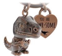 LANOLU Dinosaur Mini-Rex Keychain, Lucky Charm Keychain for Partner and Best Friend, Metal Couple Gift for Friend, Metal Figurine