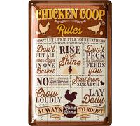 LANOLU Funny Chicken Coop Signs for outside, Chicken RULES, Chickens Decor for Coop & Outdoor, Chicken Lover Gifts, Metal Chicken Signs, Chicken Coop Decorations 12x8"