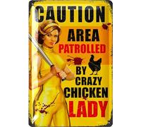 LANOLU Funny Chicken Coop Signs for outside, CRAZY CHICKEN LADY, Chickens Decor for Coop & Outdoor, Chicken Lover Gifts, Metal Chicken Signs, Chicken Coop Decorations 12x8"
