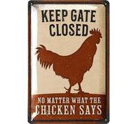 LANOLU Funny Chicken Coop Signs for outside, Gate Closed, Chickens Decor for Coop & Outdoor, Chicken Lover Gifts, Metal Chicken Signs, Chicken Coop Decorations 12x8"