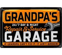 LANOLU Grandpa's Garage Decor - Workshop Sign, Metal Plaque, 12x8"