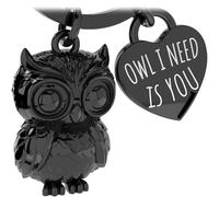 LANOLU Keyring Owl, Owl Gifts, Courage Gift, Lucky Charm Keyring Friendship Gifts, Owl I Need Is You, Metal Figurine