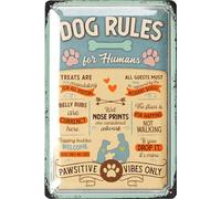LANOLU Retro Tin Sign Dog Rules 20 x 30 cm