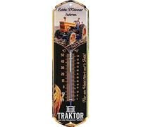 LANOLU Retro Tin Sign Real Men Driving Tractor Thermometer - Funny Workshop Sign for Men - Metal Signs with Sayings, Tractor Driver, Decorative Vintage Metal Sign 8 x 28 cm