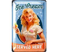 LANOLU Vintag Tin Sign Retro Diner Decor ICE CREAM, Metal Kitchen Signs Wall Decor, Vintage Ice Cream Sign, 50s Diner Decor, Vintage Metal Kitchen Sign, 12x8"