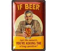 LANOLU Vintage Beer Sign - BEER IS THE ANSWER - Beer Signs for man Cave, Metal Beer Signs, Funny Metal Bar Signs, Vintage beer signs - Embossed 12x8"