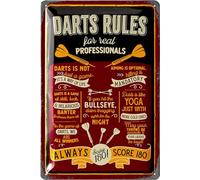 LANOLU Vintage Metal Tin Sign - Dart Rules Man Cave Accessory, Gift for Men, Game Room Wall Decor