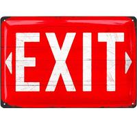 LANOLU Vintage Tin Sign EXIT, Retro Diner Decor, Metal Kitchen Wall Decor, 50s Diner Decor, Retro Vintage Tin Exit Sign Room Decor for Restaurant Decor 12x8"