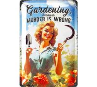 LANOLU Vintage Tin Sign Garden Rules, Farmhouse Metal Signs, Funny Garden Signs, Garden Plaque Decorative Outdoor Metal Signs for Outside Wall, Porch Patio 12x8"