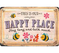 LANOLU Vintage Tin Sign Garden This is Our HAPPY PLACE, Farmhouse Metal Signs, Funny Garden Signs, Garden Plaque Decorative Outdoor Metal Signs for Outside Wall, Porch Patio 12x8"