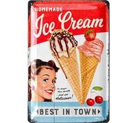 LANOLU Vintage Tin Sign Retro Diner Decor ICE CREAM, Metal Kitchen Signs Wall Decor, 12x8"