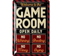 LANOLU Vintage Tin Sign - WELCOME TO THE GAME ROOM Gamer at Play sign, Do Not Disturb I'm Gaming, Video Game Metal Sign, Gamer Room Decor for Men, Retro Wall Decor, 12x8"
