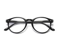 Lanomi Blue Light Blocking Reading Glasses for Man Women Round Glasses 1.0 1.25 1.5 2.0 2.25 2.5 2.75 3.0 3.5 Stylish Ladies Readers With Spring Hinge Screen Eyeglasses 1.75 Bright Black 3.0