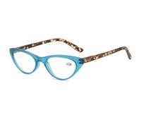 Lanomi Cat Eye Reading Glasses Women Mens Blue Light Blocking Computer Reader Fashion Spring Hinge Cateye Eyeglasses Blue Frame Tortoiseshell Arm Glasses 1.5