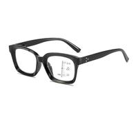 Lanomi Colorful Thick Frame Progressive Multifocal Reading Glasses Women Men Rectangle Varifocal Reader Eyeglasses with Spring Hinge Black Varifocal Glasses 3.5