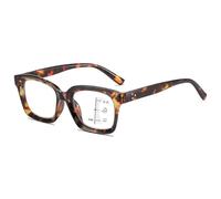 Lanomi Colorful Thick Frame Progressive Multifocal Reading Glasses Women Men Rectangle Varifocal Reader Eyeglasses with Spring Hinge Yellow Tortoiseshell Varifocal Glasses 2.0