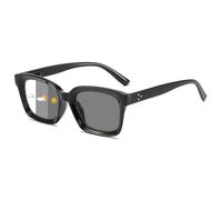 Lanomi Fashion Rectangle Blue Light Blocking Reading Glasses with Photochromic Grey Lens Women Mens Colorful Frame Eyeglasses Sun Reader Eyewear Black Frame Glasses 2.0
