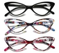 Lanomi Fashions Cat Eye Reading Glasses Women Men Blue Light Blocking Cateyes Readers Comfortable Colorful Lightweight Anti Blue Reading Eyeglasses 3 Pack(Red+Blue+Black) 2.0