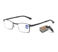 Lanomi Folding Blue Light Blocking Reading Glasses Portable Metal Men Women Full Rim Foldable Reader Aid Eyeglasses with Case Black 2.0