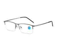 Lanomi Half Frame Reading Glasses Men Women Titanium Metal Rim Rectangular Blue Light Blocking Computer Reader Lightweight Flexible Eyeglasses Grey Frame Glasses 1.5