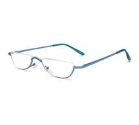 Lanomi Half Moon Reading Glasses Men Women Semi Round Clear Lens Readers Slim Metal Half Frame HD Eyeglasses Blue 2.5