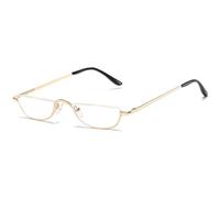 Lanomi Half Moon Reading Glasses Men Women Semi Round Clear Lens Readers Slim Metal Half Frame HD Eyeglasses Gold 2.0
