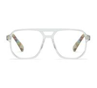 Lanomi Large Double Bridge Reading Glasses Women Men Plastic Pilot Style Blue Light Blocking Reader Eyeglasses Clear Frame Glasses 2.0