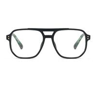 Lanomi Large Double Bridge Reading Glasses Women Men Plastic Pilot Style Blue Light Blocking Reader Eyeglasses Black Frame Green Arm Glasses 2.0