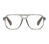 Lanomi Large Double Bridge Reading Glasses Women Men Plastic Pilot Style Blue Light Blocking Reader Eyeglasses Transparent Grey Glasses 1.5