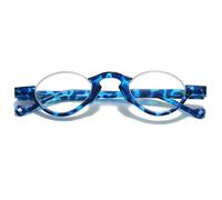 Lanomi Mini Half Rim Reading Glasses Women Men Lightweight Blue Light Blocking Reader Small Semi Rimless Anti Blue Eyeglassess Blue Flower Print Frame Glasses 1.5