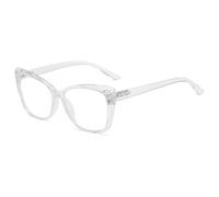 Lanomi Oversized Cat Eye Reading Glasses for Women Fashion Blue Light Blocking Computer Readers with Spring Hinge Clear Frame 4.0