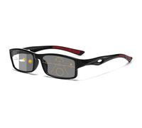 Lanomi Photochromic Progressive Multifocal Reading Glasses Women Mens Rectangle Sport Style Anti Blue Sun Protection Varifocal Reader Eyeglasses Black Frame/Photochromic Grey 1.5
