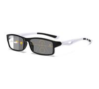 Lanomi Photochromic Progressive Multifocal Reading Glasses Women Mens Rectangle Sport Style Anti Blue Sun Protection Varifocal Reader Eyeglasses Black Frame White Arm/Photochromic Grey 2.0
