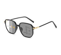 Lanomi Photochromic Progressive Multifocus Reading Glasses Women Men Plastic Large Frame Sun Varifocal Reader Eyeglasses for Outdoors Bright Black Glasses 2.0