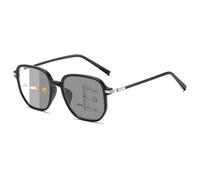 Lanomi Photochromic Progressive Multifocus Reading Glasses Women Men Plastic Large Frame Sun Varifocal Reader Eyeglasses for Outdoors Matte Black Glasses 2.5