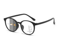 Lanomi Photochromic Progressive Multifocus Reading Glasses Women Men Round TR90 Frame Blue Light Blocking Varifocal Reader Eyeglasses 1 Pairs Black Varifocal Glasses 2.0