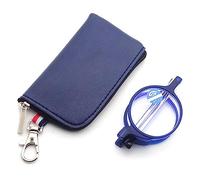 Lanomi Portable Folding Reading Glasses Round Women Men Blue Light Blocking Readers Plastic Compact Mini Pocket Eyeglasses with Bag Case Blue 1.5