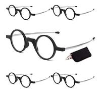 Lanomi Portable Folding Reading Glasses Round Women Men Blue Light Blocking Readers Plastic Compact Mini Pocket Eyeglasses with Bag Case 5 Pairs Black 2.0