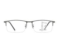 Lanomi Progressive Multifocal Reading Glasses Women Men Rectangle Flexible Titanium Half Frame Anti Blue Light Blocking Varifocal Readers Silver Glasses 2.5