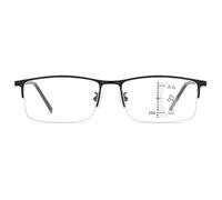 Lanomi Progressive Multifocal Reading Glasses Women Men Rectangle Flexible Titanium Half Frame Anti Blue Light Blocking Varifocal Readers Black Glasses 1.5