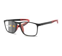 Lanomi Rectangle Blue Light Blocking Photochromic Sun Reading Glasses Men Women Lightweight Flexible Plastic TR90 Frame Outdoors Readers Eyeglasses Black Rim Red Arm/Photochromic Grey 1.0