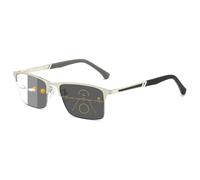 Lanomi Rectangle Photochromic Progressive Multifocal Reading Glasses Mens Half Frame Sun Protection Varifocal Reader Eyeglasses for Outdoor