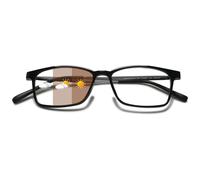 Lanomi Rectangle Photochromic Reading Glasses Blue Light Blocking Reading Sunglasses UV400 Protection Eyeglasses for Women Men Light Black (Photochromic Brown) 2.0
