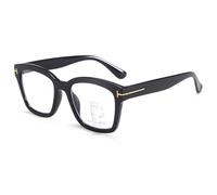 Lanomi Rectangle Progressive Multifocal Reading Glasses Blue Light Blocking Women Men Large Plastic Thick Frame Varifocal Reader Eyeglasses Black Glasses 1.0