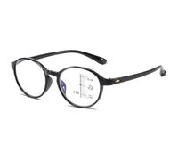 Lanomi Round Progressive Multifocal Reading Glasses Women Men Retro Flexible Varifocal Reader Oval TR90 Frame Multifocus Eyeglasses Bright Black Varifocal Glasses 3.0