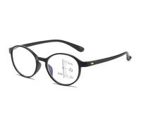 Lanomi Round Progressive Multifocal Reading Glasses Women Men Retro Flexible Varifocal Reader Oval TR90 Frame Multifocus Eyeglasses Matte Black Varifocal Glasses 3.0