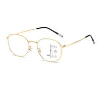 Lanomi Round Varifocal Reading Glasses Metal Thin Frame Blue Light Blocking Progressive Multifocus Computer Readers Flexible Titanium Multifocal Eyeglasses for Women Men Multifocus Gold 2.0
