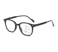 Lanomi Square Thin Frame Progressive Multifocal Reading Glasses Women Men Rectangle Plastic Varifocal Reader Eyeglasses Bright Black Varifocal Glasses 1.5
