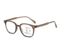 Lanomi Square Thin Frame Progressive Multifocal Reading Glasses Women Men Rectangle Plastic Varifocal Reader Eyeglasses Brown Varifocal Glasses 3.5